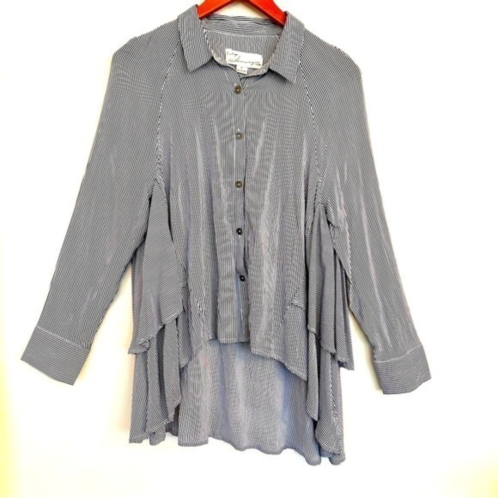 Vintage Havana Black and White Striped Top Size Oversized Small